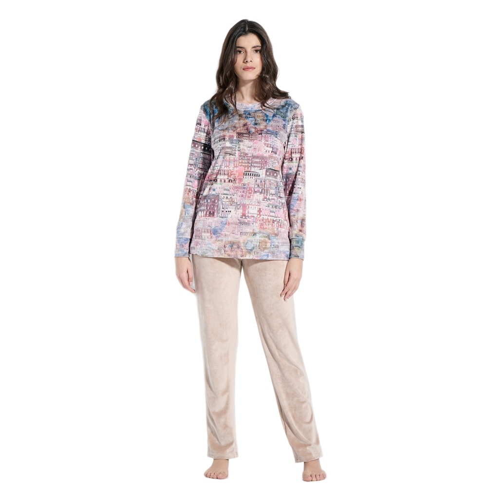 Jeannette Γυναικεία Χειμερινή Πυζάμα Βελούδινη Regular Fit