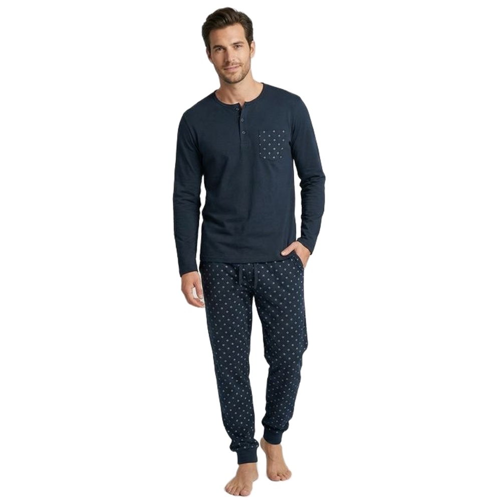 Dark Elephant Ανδρική Χειμερινή Πυζάμα Με Βαμβάκι Regular Fit