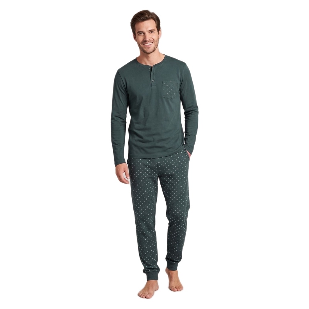 Dark Elephant Ανδρική Χειμερινή Πυζάμα Με Βαμβάκι Regular Fit