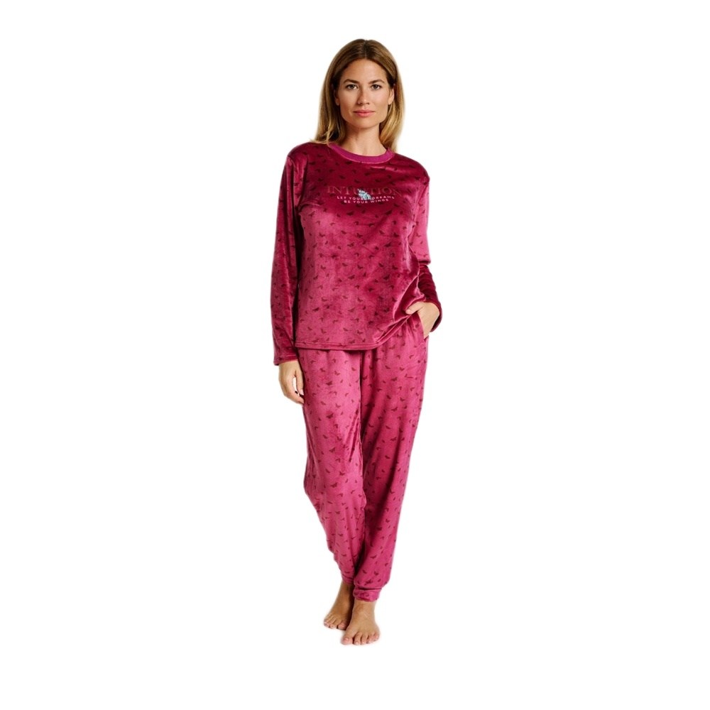 Muydemi Γυναικεία Χειμερινή Πυζάμα Microvelour Regular Fit