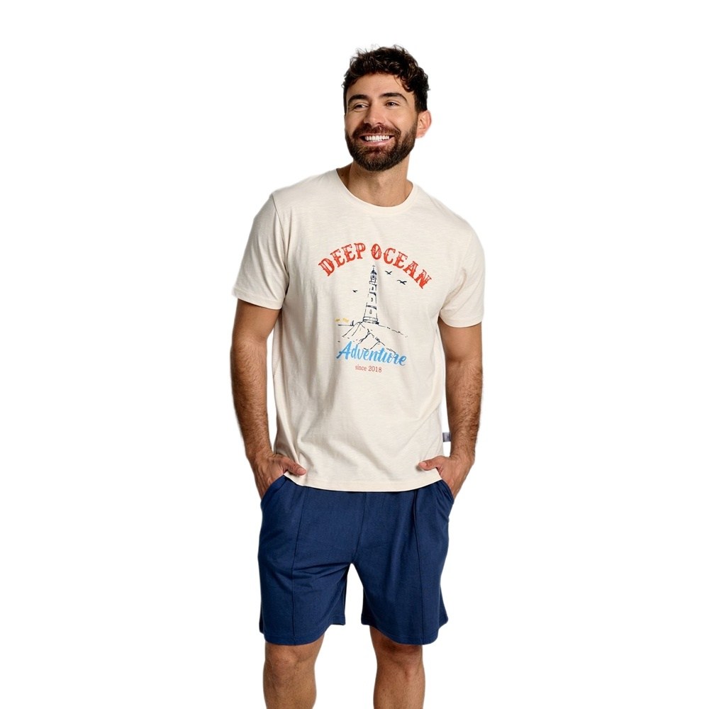 Muydemi Ανδρική Καλοκαιρινή Βαμβακερή Πυζάμα Regular Fit