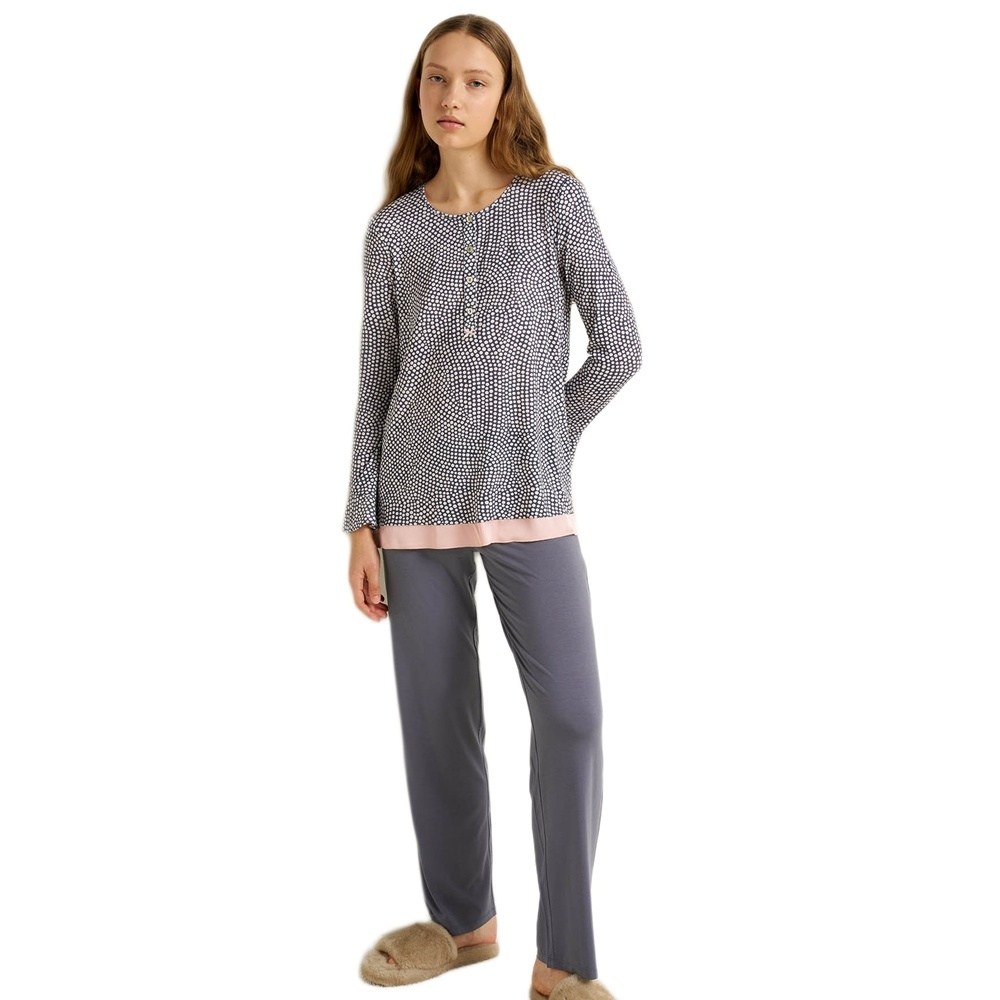 Vamp Γυναικεία Χειμερινή Πυζάμα Micromodal Regular Fit