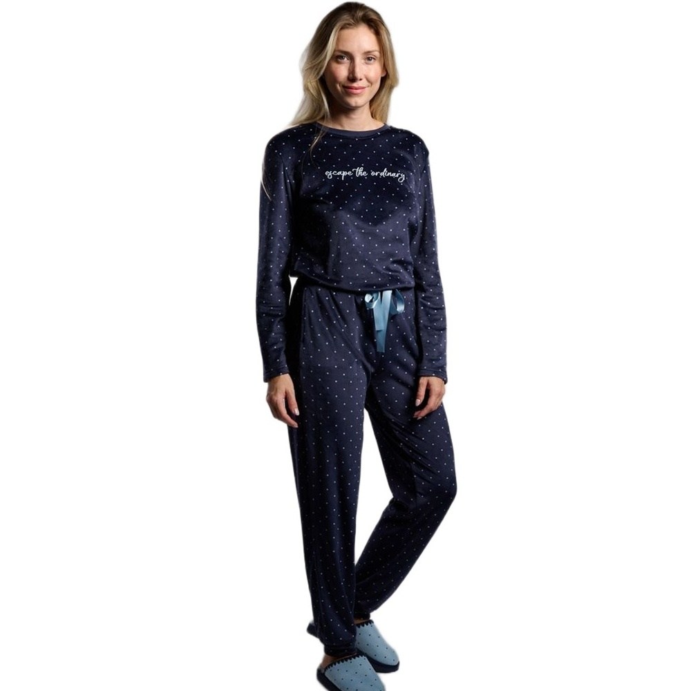Muydemi Γυναικεία Χειμερινή Πυζάμα Microvelour Regular Fit