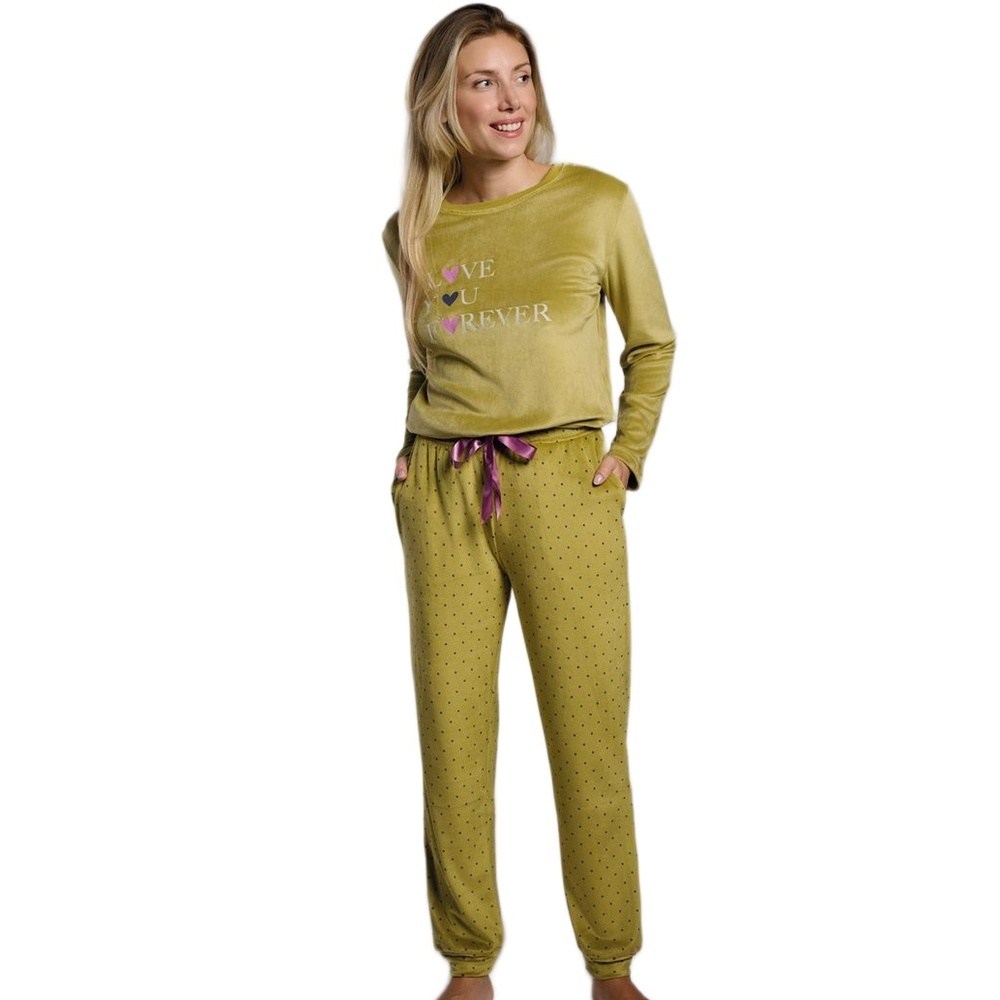 Muydemi Γυναικεία Χειμερινή Πυζάμα Microvelour Regular Fit
