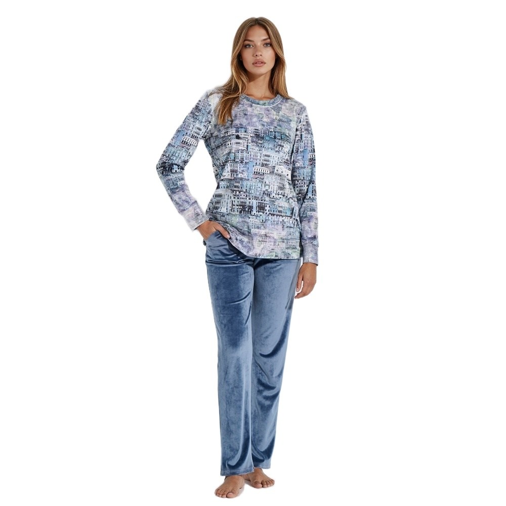 Jeannette Γυναικεία Χειμερινή Πυζάμα Βελούδινη Regular Fit