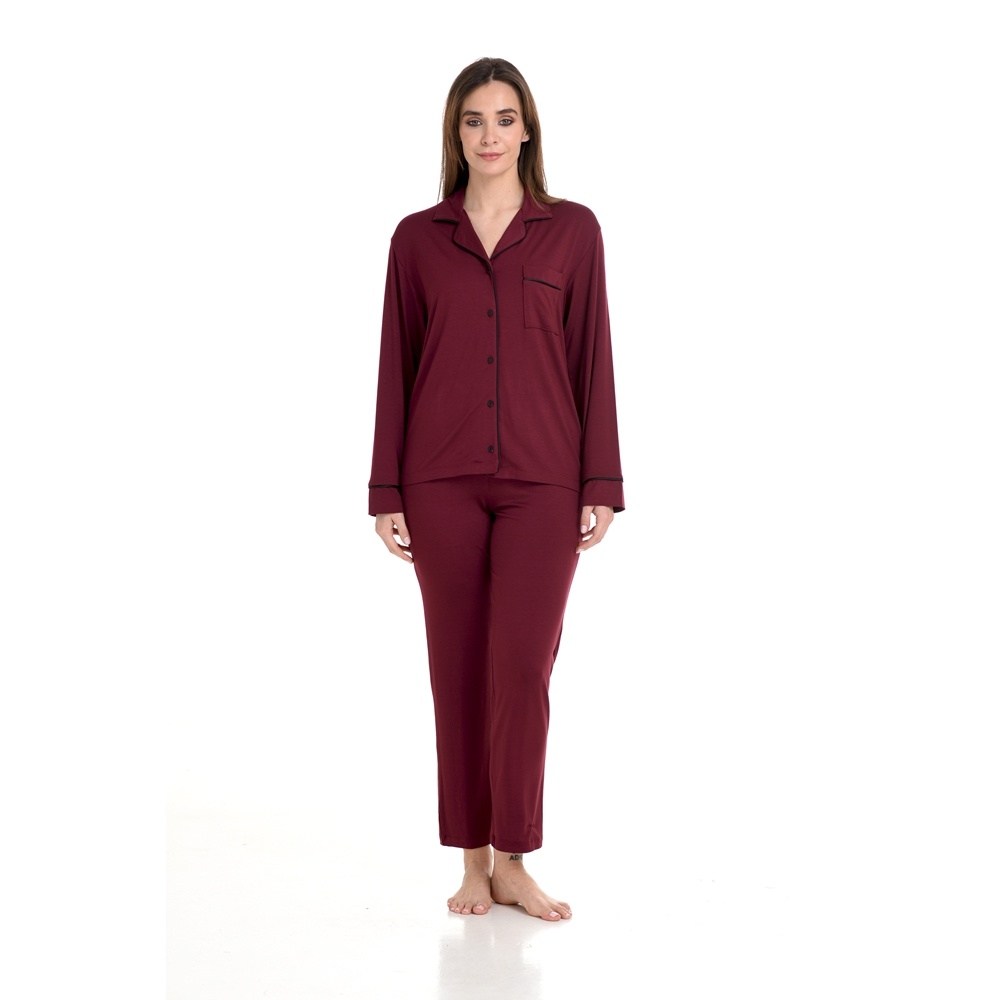 Zen by Daisy Γυναικεία Χειμερινή Κουμπωτή Πυζάμα Viscose Regular Fit