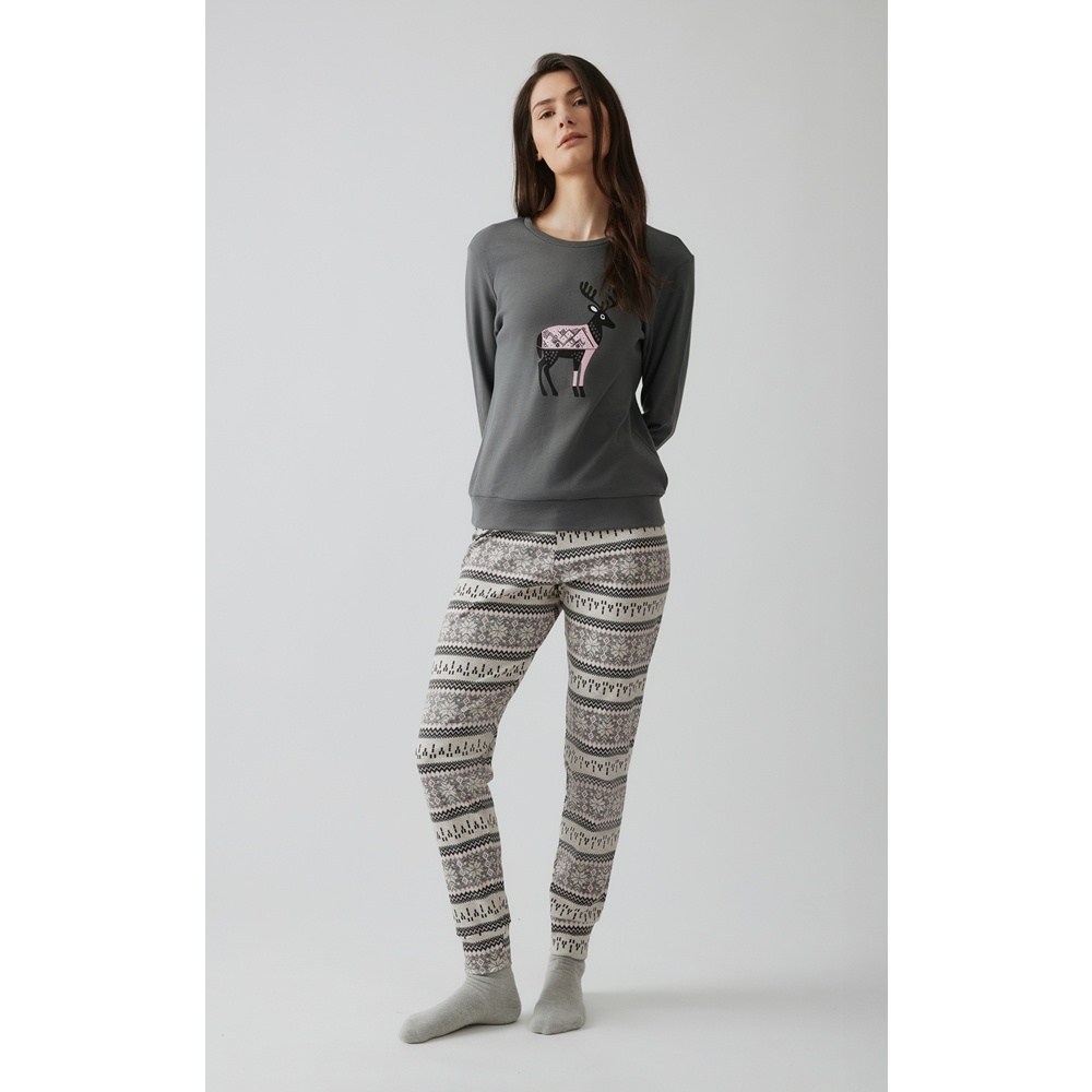 Minerva Γυναικεία Χειμερινή Βαμβακερή Πυζάμα Relaxed Fit