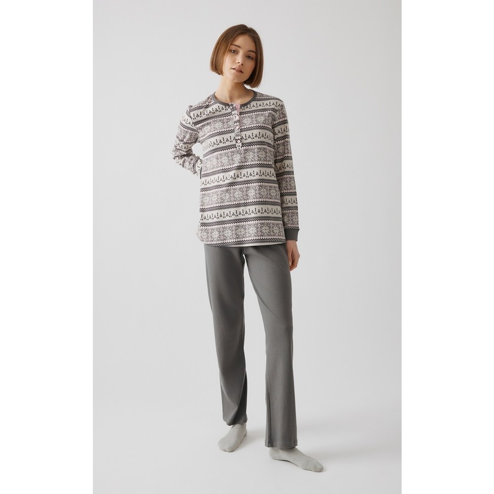 Minerva Γυναικεία Χειμερινή Βαμβακερή Πυζάμα Relaxed Fit