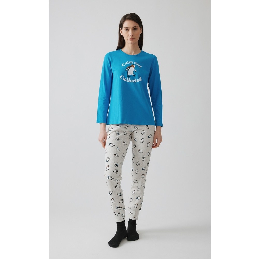 Minerva Γυναικεία Χειμερινή Βαμβακερή Πυζάμα Relaxed Fit