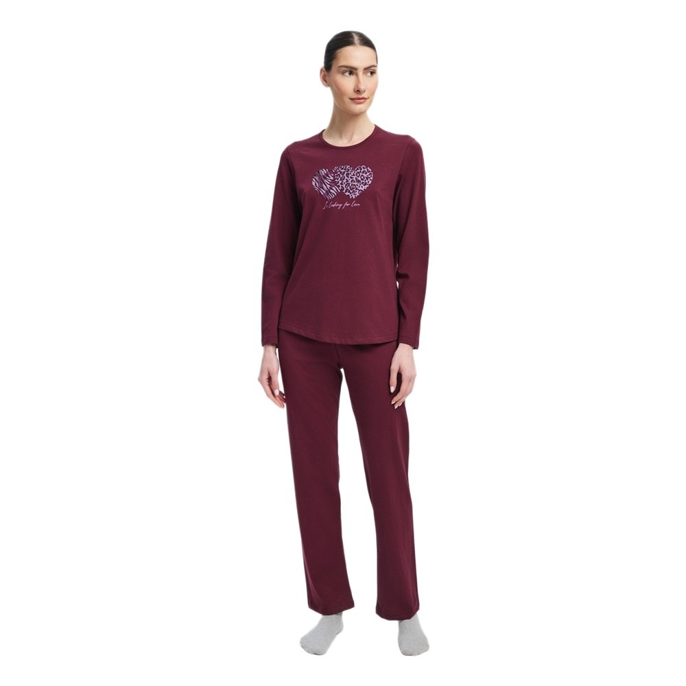 Minerva Γυναικεία Χειμερινή Βαμβακερή Πυζάμα Relaxed Fit