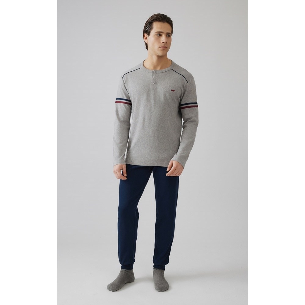 Minerva Ανδρική Χειμερινή Πυζάμα Με Βαμβάκι Relaxed Fit