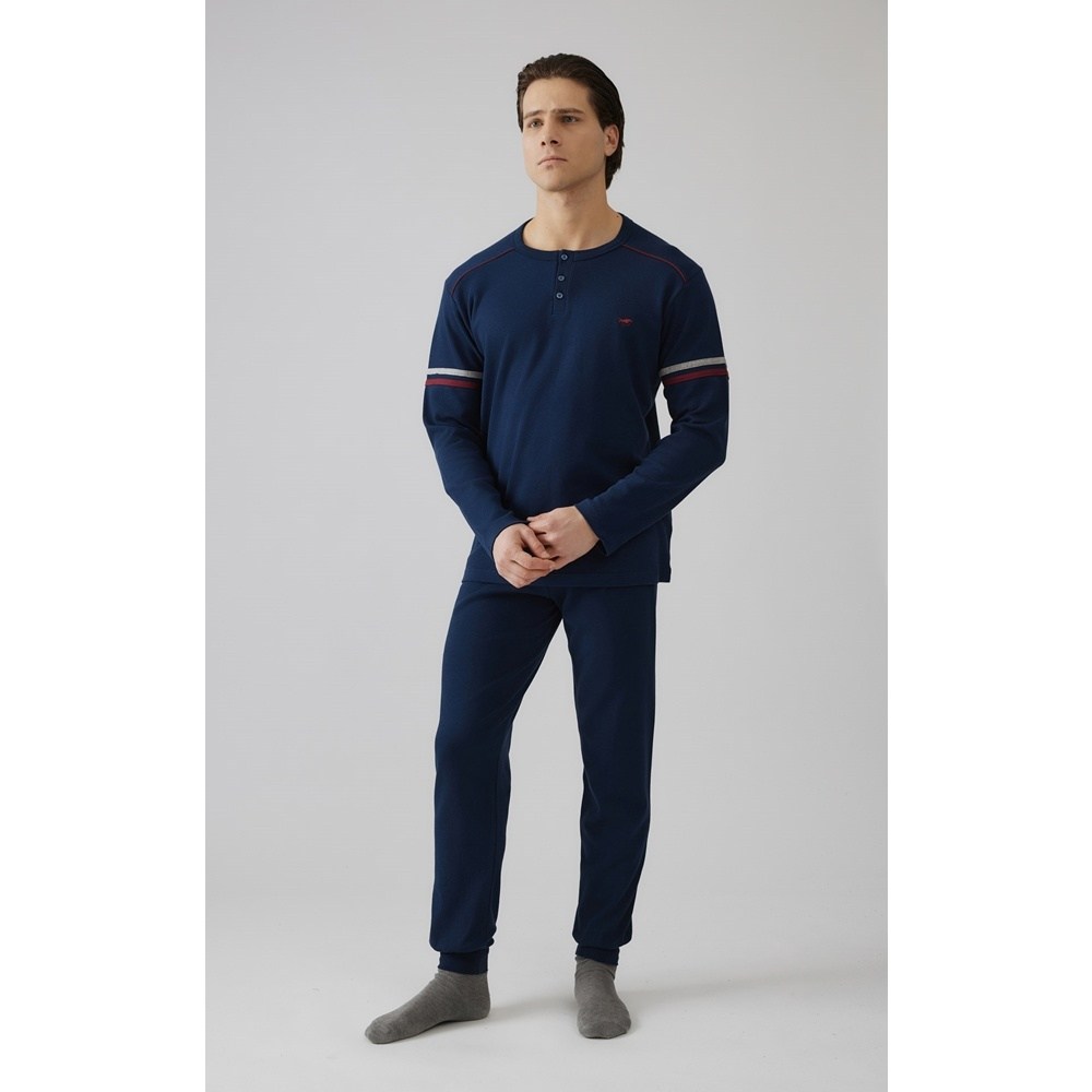 Minerva Ανδρική Χειμερινή Πυζάμα Με Βαμβάκι Relaxed Fit
