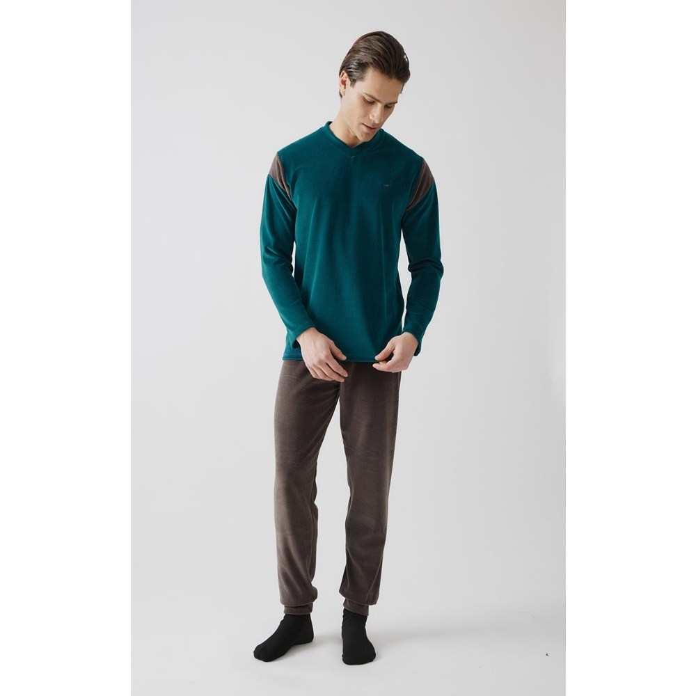 Minerva Ανδρική Χειμερινή Βελούδινη Πυζάμα Relaxed Fit