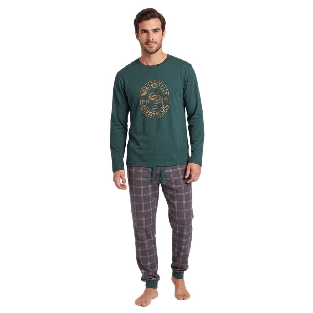 Dark Elephant Ανδρική Χειμερινή Πυζάμα Με Βαμβάκι Regular Fit