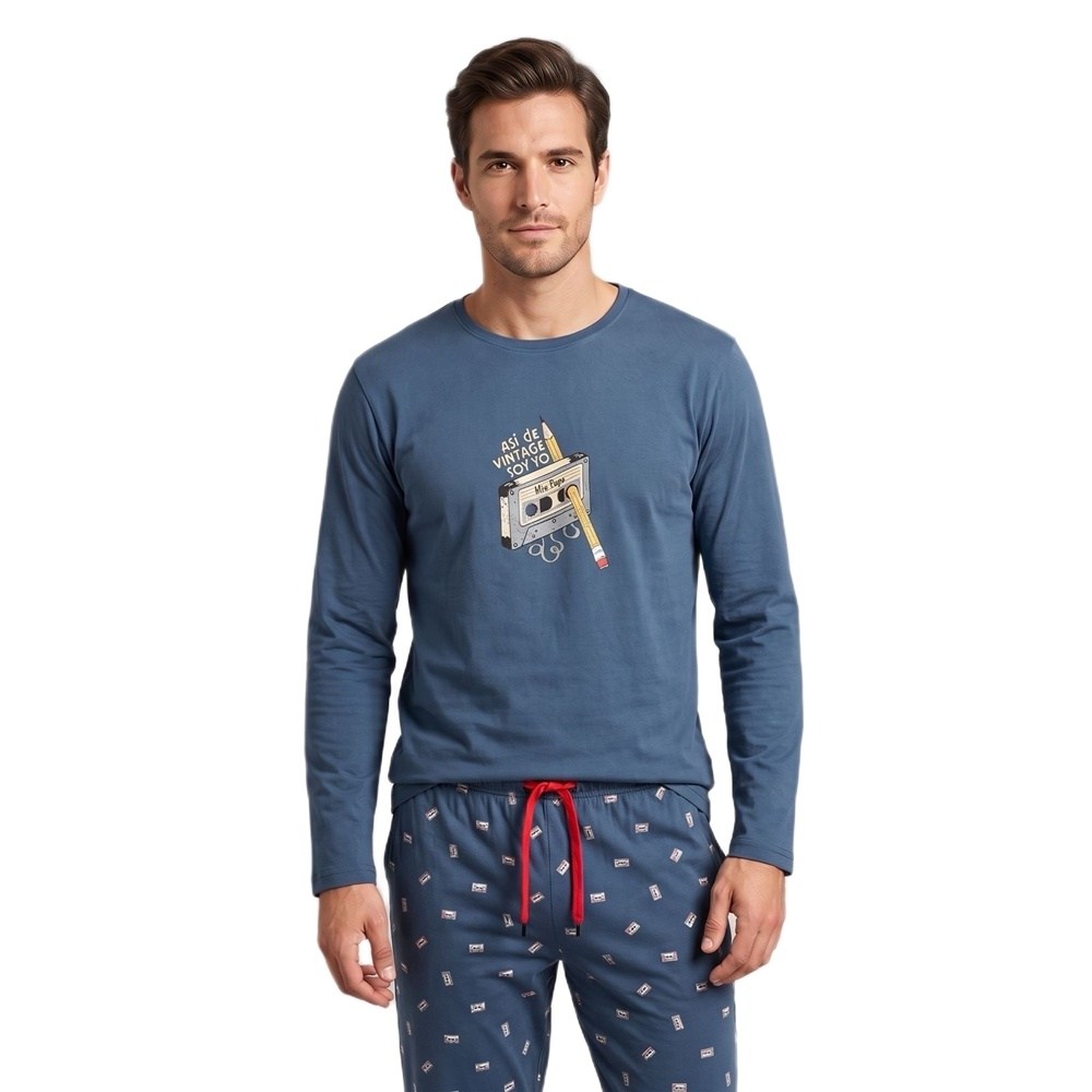 Dark Elephant Ανδρική Χειμερινή Πυζάμα Με Βαμβάκι Regular Fit