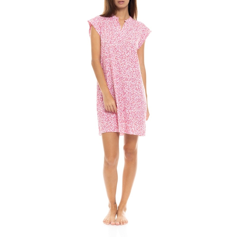 Pink Label Γυναικείο Καλοκαιρινό Βαμβακερό Νυχτικό Regular Fit Plus Size
