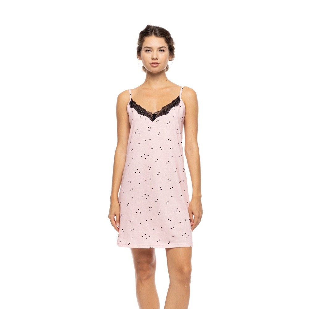 Pink Label Γυναικείο Καλοκαιρινό Νυχτικό Βαμβάκι Regular Fit
