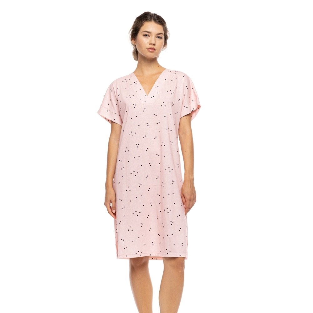 Pink Label Γυναικείο Καλοκαιρινό Νυχτικό Βαμβάκι Regular Fit Plus Size