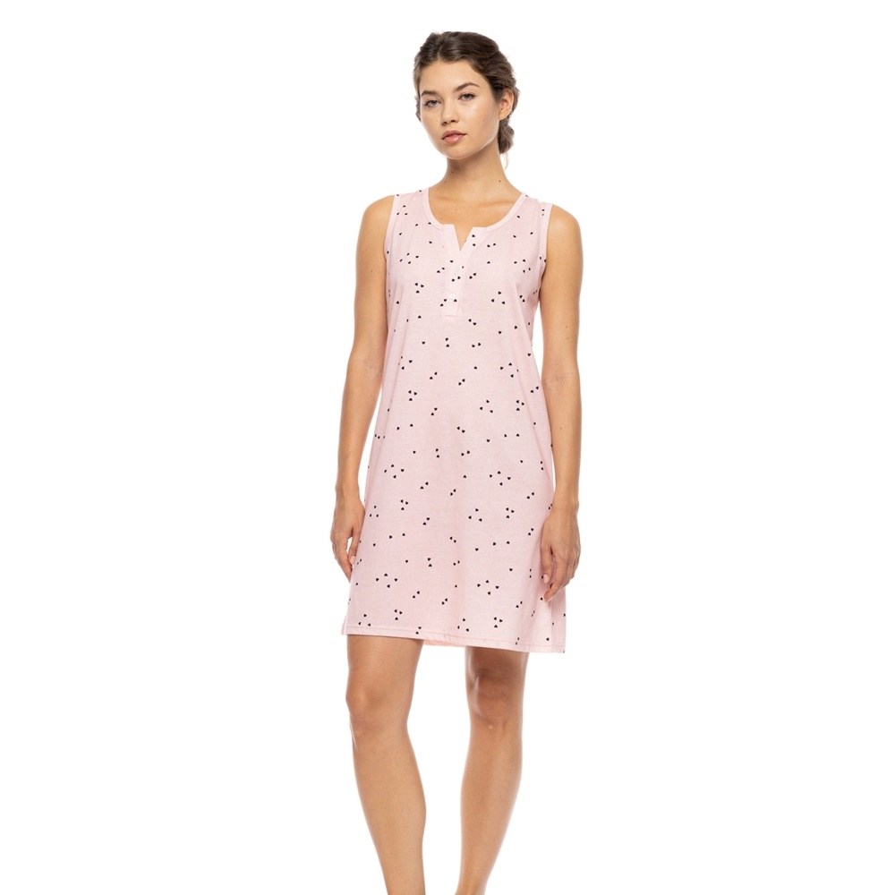 Pink Label Γυναικείο Καλοκαιρινό Νυχτικό Βαμβάκι Regular Fit