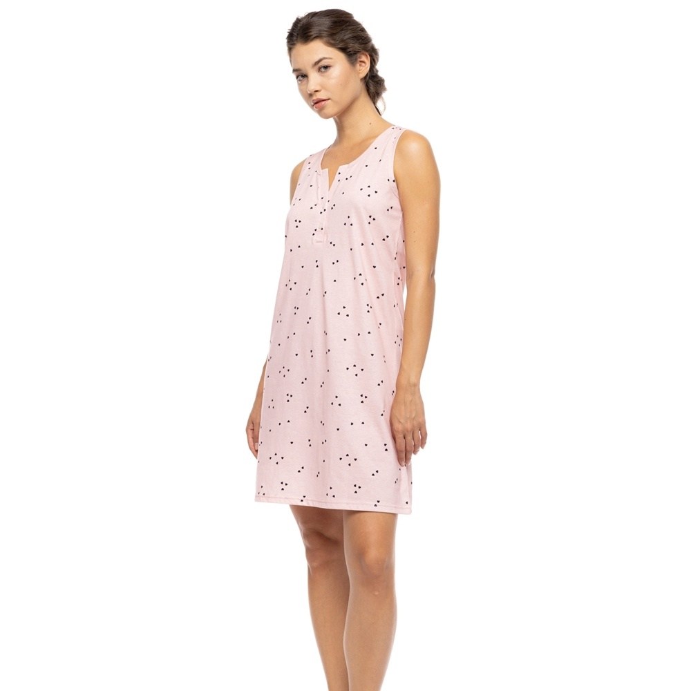 Pink Label Γυναικείο Καλοκαιρινό Νυχτικό Βαμβάκι Regular Fit Plus Size