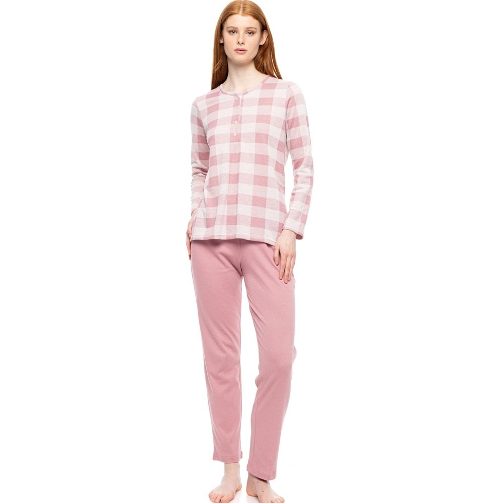 Pink Label Γυναικεία Χειμερινή Βαμβακερή Πυζάμα Regular Fit